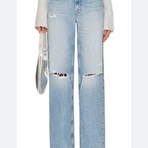 MOTHER Superior High Waisted Spinner Zip Sneak Chew Wide Leg Jeans
